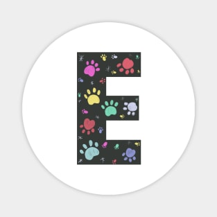 D letter  with colorful paw print Magnet